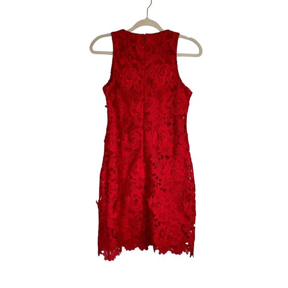 J. CREW Collection Luxe Lace Dress Party Red Size 2 Sheath Floral Rose - Picture 2 of 9